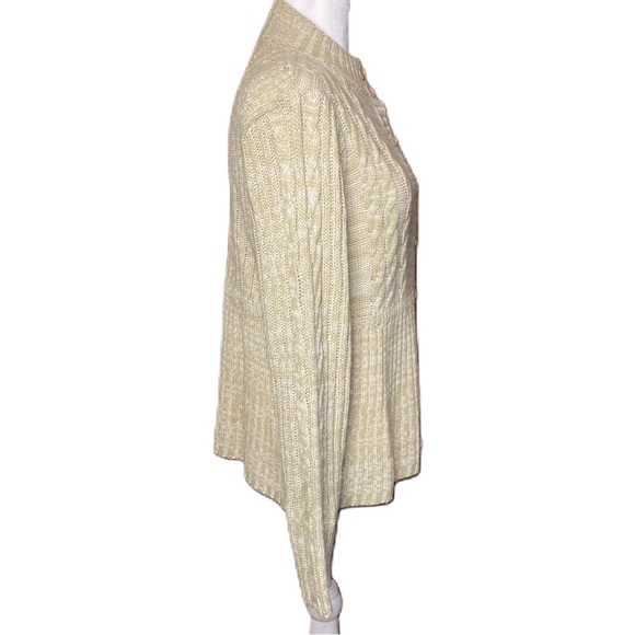 Christopher & Banks Women’s Tan Cable Knit Button Front Cardigan Sweater Large - Picture 2 of 10